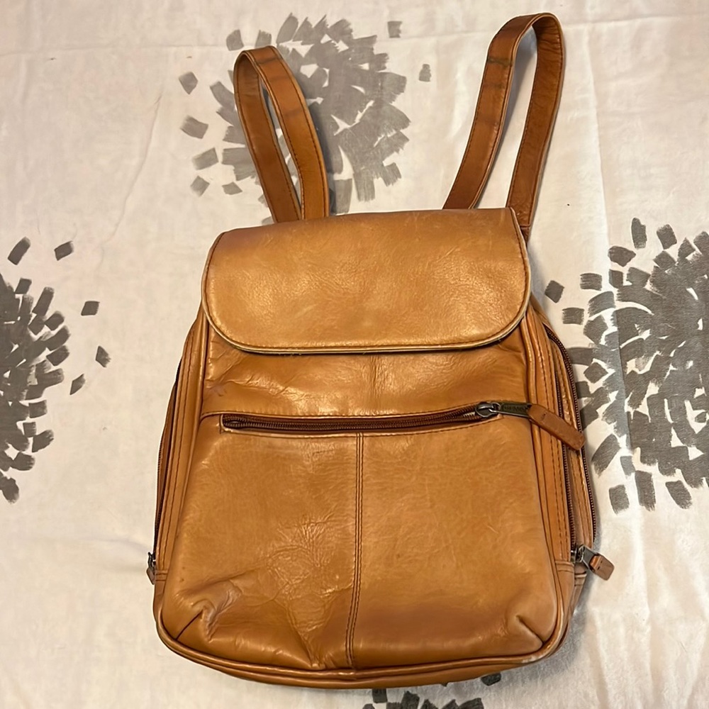 Tan Clava leather backpack